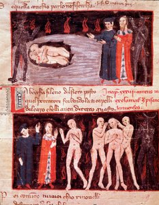Dante und Vergil treffen Ugolino, Verräter (Gesang 23 aus der Hölle in der Göttlichen Komödie) - Miniatur