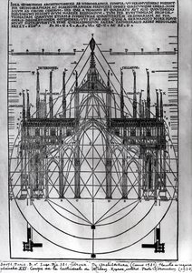 Entwurf für den Mailänder Dom, Illustration aus De Architectura von Vitruvius, Como, 1521
