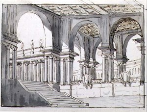Entwurf für ein neoklassisches Bühnenbild von Italian School