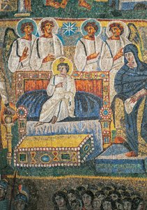 Detail aus Szenen von Christi erstem Kommen und Jesu Kindheit, Mosaik des Triumphbogens der Basilika Santa Maria Maggiore, Rom, Italien, 5. Jahrhundert von Italian School