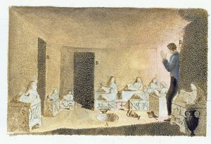 Entdeckung etruskischer Gräber, Illustration aus Monumenti Etruschi von Francesco Inghirami, veröffentlicht in Fiesole, 1825 von Italian School