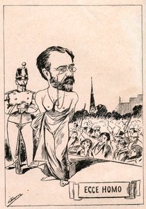 Dreyfus-Affäre - Émile Zola - Ecce Homo - Ein neuer Christus nach 1897 Jahren - Zeichnung veröffentlicht in der italienischen Zeitung „Il Fischietto“ 1898