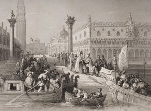 Einschiffung des Dogen, Venedig, graviert von Challis von Italian School