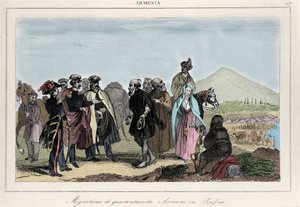 Auswanderung der Armenier nach Russland. Gravur des 19. Jahrhunderts