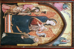 Evora Museum. Jungfrau Maria mit Bartholomäus und Antonius. Italienische Schule. 1410. Portugal.