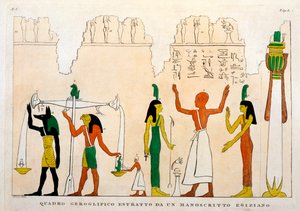 Auszug aus einem ägyptischen hieroglyphischen Manuskript, graviert von Dominique Vivant, Baron de Denon (1747-1825)