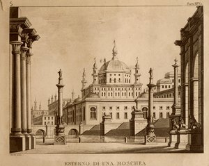 Außenansicht einer Moschee, Bühnenbild für 