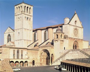 Außenansicht der Oberen und Unteren Kirche, 1228-53 von Italian School
