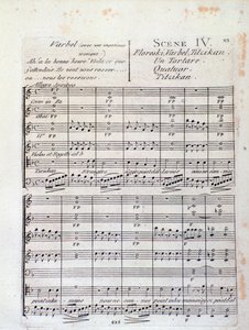 Erste Seite der Partitur von Lodoiska (Szene 4), Oper von Luigi Cherubini von Italian School