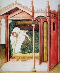 Der Schlaflose, Illustration aus Tacuinum Sanitatis Codex Vindobonensis von Italian School