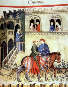 Reiten, Illustration aus Tacuinum Sanitatis Codex Vindobonensis von Italian School