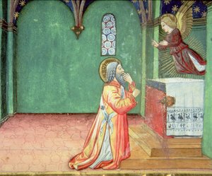 Fol.142r Ein Engel erscheint Zacharias im Tempel von Italian School