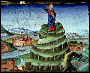 Fol.84r Der Teufel versucht Christus ein zweites Mal auf dem Berg von Italian School
