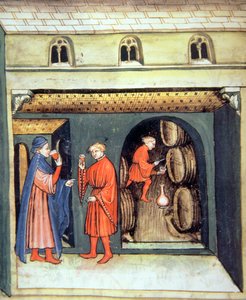Alter Fruchtwein, Illustration aus Tacuinum Sanitatis Codex Vindobonensis von Italian School