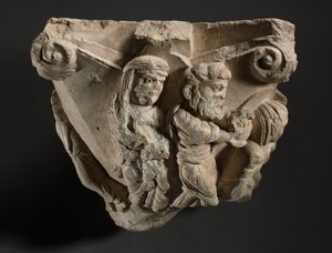 Fragment eines Kapitells mit Szenen aus Marias Kindheit, Werkstatt der Kathedrale von Monopoli, frühe 1100er Jahre von Italian School