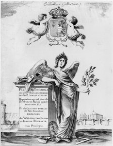 Frontispiz für die Feste teatrali per la Finta Pazza, aufgeführt 1645 im Theatre Petit Bourbon in Paris von Italian School