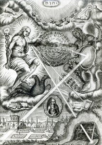 Frontispiz von Ars Magna Lucis et Umbrae, von Athanasius Kircher (1601-80) Rom, 1646 von Italian School