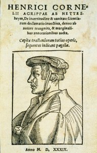 Frontispiz von De Incertitudine et Vanitate Scientiarum Declamato Invectiva, von Heinrich Cornelius Agrippa, 1539 von Italian School