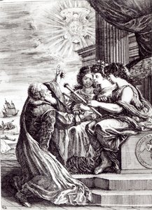 Frontispiz von Opere di Galileo Galilei, veröffentlicht in Bologna im Jahr 1656 von Italian School