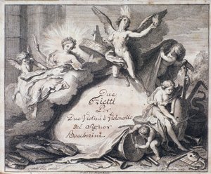 Frontispiz der Partitur von Due trietti per due violini e violoncello von Luigi Boccherini von Italian School