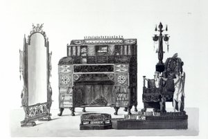 Möbel im griechischen Stil aus Architectural Decorations von Gaetano Landi, graviert von G. D