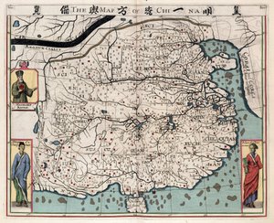 Geografische Karte von China aus „A discourse of the kingdom of China, taken out of Ricius and Trigautius“ von Matteo Ricci (1552-1610) von Italian School