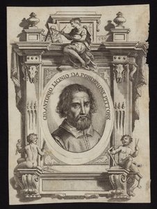 Giovanni Antonio de Sacchis, auch bekannt als Il Pordenone und Giovanni Antonio Licinio. Gravur von Giorgio Vasari von Italian School