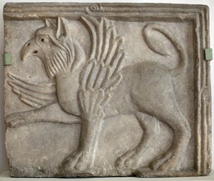Greif (oder Gryphe). Flachrelief, Marmor, Venedig (Italien) 12. Jahrhundert. Nationalgalerie, Sternberg-Palast, Prag (Tschechien)