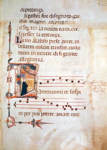 Illuminierte Seiten aus Lauda von Jacopone da Todi, Manuskript von Italian School