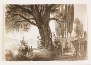 Italienische Landschaft mit Eiche, frühes 19. Jahrhundert von Italian School