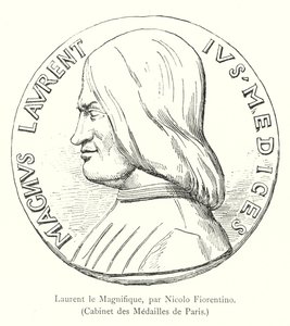 Lorenzo der Prächtige, von Nicolo Fiorentino, Kabinett der Medaillen von Paris (Gravur) von Italian School