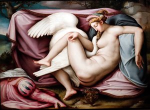 Leda und der Schwan. Römischer Maler 1550. Genua. Italien. von Italian School