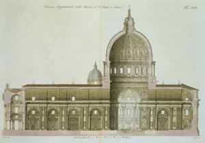 Längsschnitt von St. Peter in Rom, Tafel 26 aus Teil III der Geschichte der Nationen, graviert von G. Lago