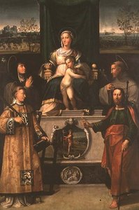 Madonna mit Kind auf dem Thron mit Heiligen