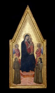 Madonna und Kind mit St. Franziskus, St. Klara und zwei Engeln, 1340-50