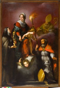 Madonna mit Kind und den Heiligen Klara, Ambrosius und Erasmus, ca. 1625 von Italian School