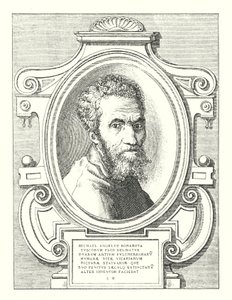 Michael Angelus Bonarota Tuscorum Flos Delibatus Duarum Artium Pulcherrimaru Humanae Vitae Vicariarum Picturae Statuariae Que Suo Penitus Saeculq Extinctaru Alter Inventor Faciebat