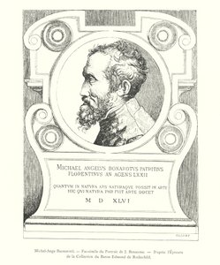 Michelangelo Buonarroti, Faksimile des Porträts von J Bonasone, nach dem Abzug aus der Sammlung von Baron Edmond de Rothschild von Italian School