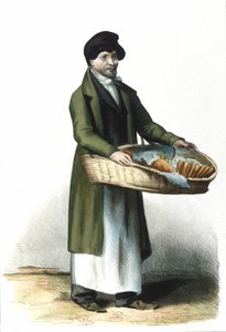 Mailänder Beruf: ein Verkäufer von Keksen und Kuchen. Gravur von 1830 Locarno. von Italian School
