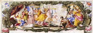 Moses, Aaron und die Kinder Israels in der Wüste sammeln Manna, ca. 1600-1630 von Italian School