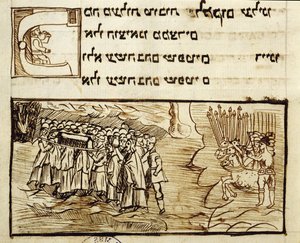 Ms.C.A.2795 Das jüdische Volk überquert das Rote Meer mit der Heiligen Lade, gefolgt von den Ägyptern, aus Die Geschichte des jüdischen Volkes von Italian School