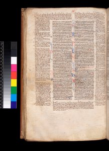 Ms 213. Gregor IX., Decretales mit Apparat von Bernardo Botone von Parma, F.93v. Haupttext in gotischer Buchschrift (littera rotunda) von Italian School