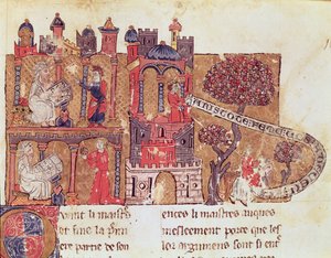 Ms 269 Fol.108 Aristoteles (384-322 v. Chr.) unterrichtet Alexander den Großen (356-323 v. Chr.) in Moral und Frauenverachtung, aus Le Livre du Tresor von Brunetto Latini (1220-94) von Italian School