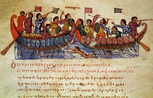 Ms Grec 479 Seeschlacht zwischen zwei Schiffen, Illustration aus der Halieutica oder der Cynegetica von Oppian von Italian School