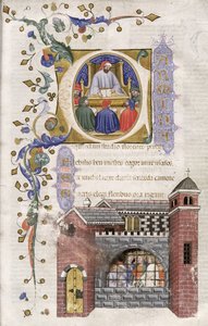Boethius mit Studenten im Gefängnis, aus De Consolatione Philosophiae cum Commento, 1385