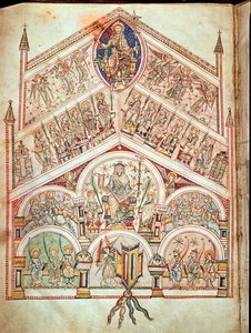 Die himmlische Stadt mit Christus auf dem Thron, Illustration zu einer Ausgabe des Originaltextes von Augustinus von Hippo