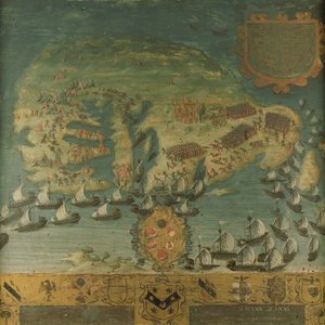 Seesieg von Don Garcia de Toledo in Malta (Biccherna), 1565 von Italian School