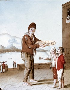 Neapolitanische kleine Berufe: der Verkäufer von Pasticiotti (Neapolitanische Sandkekse)