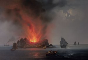 Neuer Vulkan, der 1831 aus dem Meer um Sizilien ausbricht