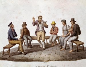 Alte neapolitanische Berufe: der reisende Vorleser oder Balladensänger von Italian School